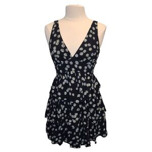 NWT GAP Women's Bow Back Black Ditsy Floral Mini Sleeveless Summer Dress S